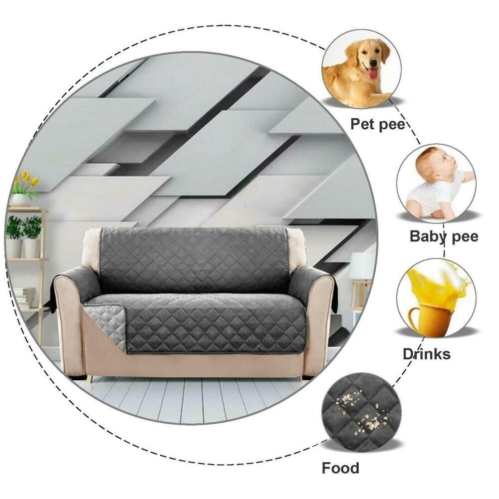 Sofa Cover Quilted Anti-wear Couch Cover for Dog Pet Kids Recliner Armchair Furniture Slipcovers 1/2/3 Seater Protect