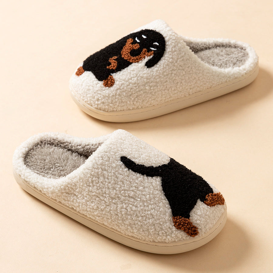 Cartoon Cute and Interesting Dachshund Dog Women Slippers Indoor Warm Comfort Lightweight Bedroom Concise Winter Cotton Shoes